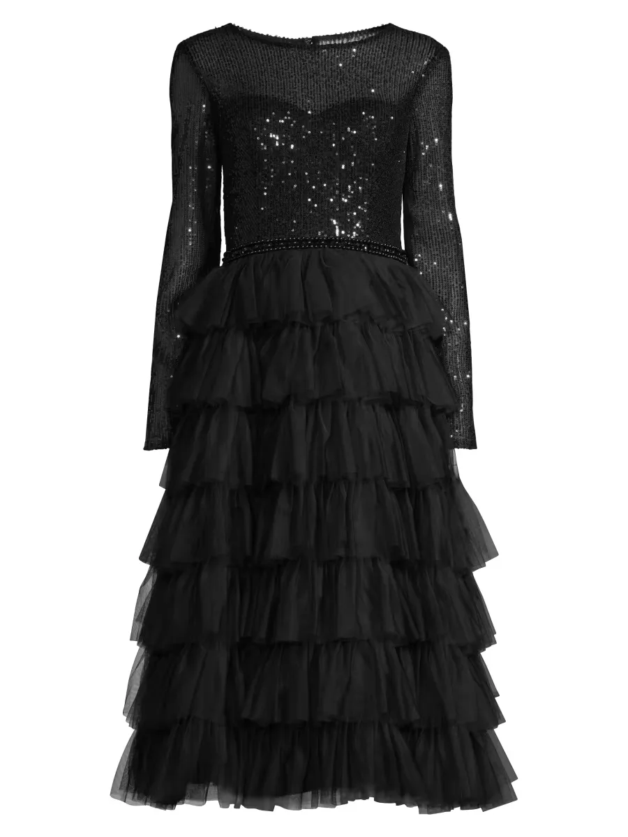 Mac Duggal Sequined Tea-Length Dress by M.A.C.