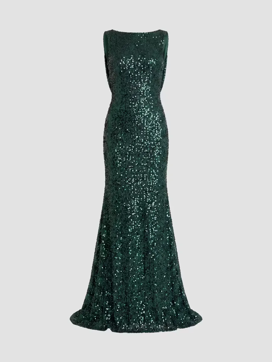 Mac Duggal Sequin Sleeveless Sheath Gown