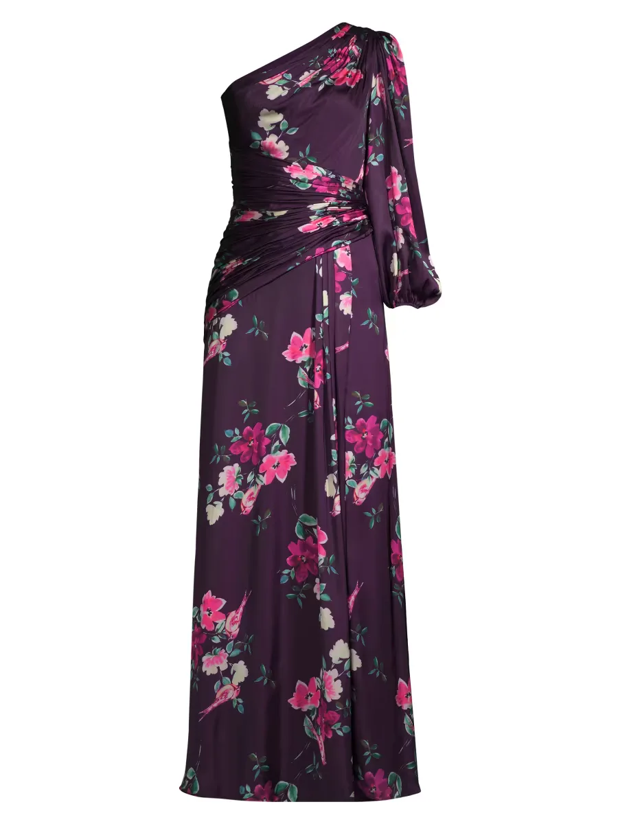 Mac Duggal Ieena Floral One-Shoulder Gown by M.A.C.