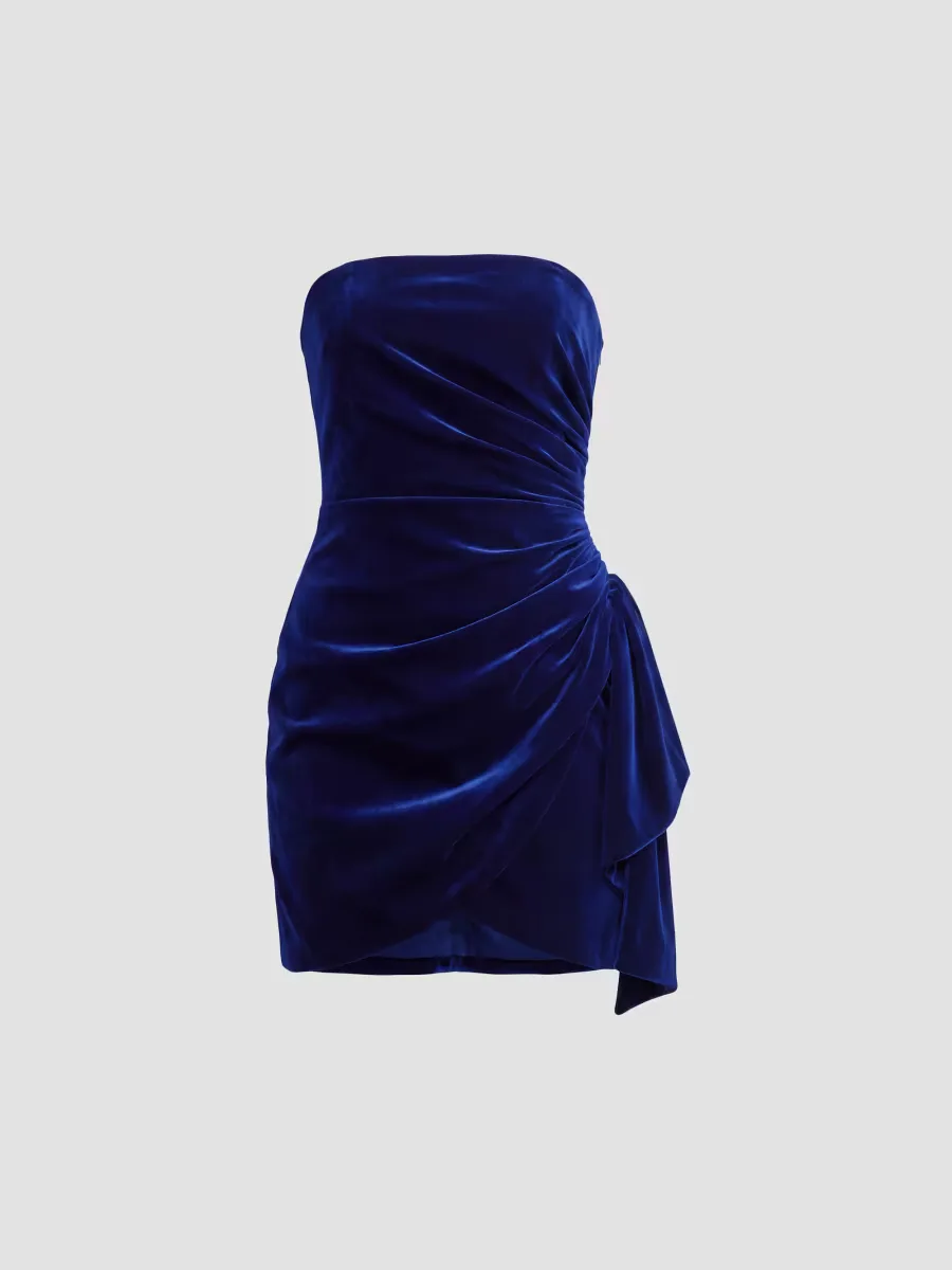 Mac Duggal Velvet Strapless Draped Mini Dress by M.A.C.