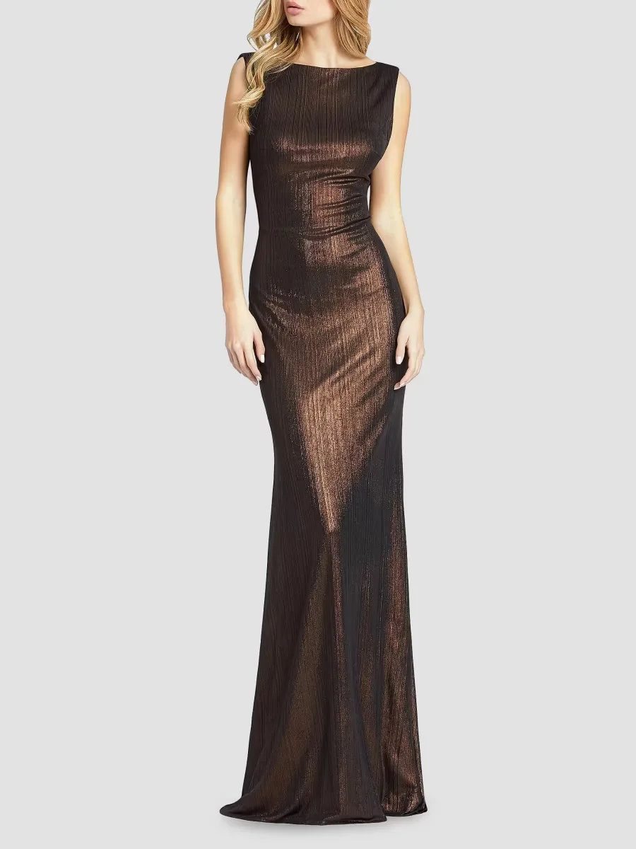 Mac Duggal Metallic Cowlneck Mermaid Gown by M.A.C.
