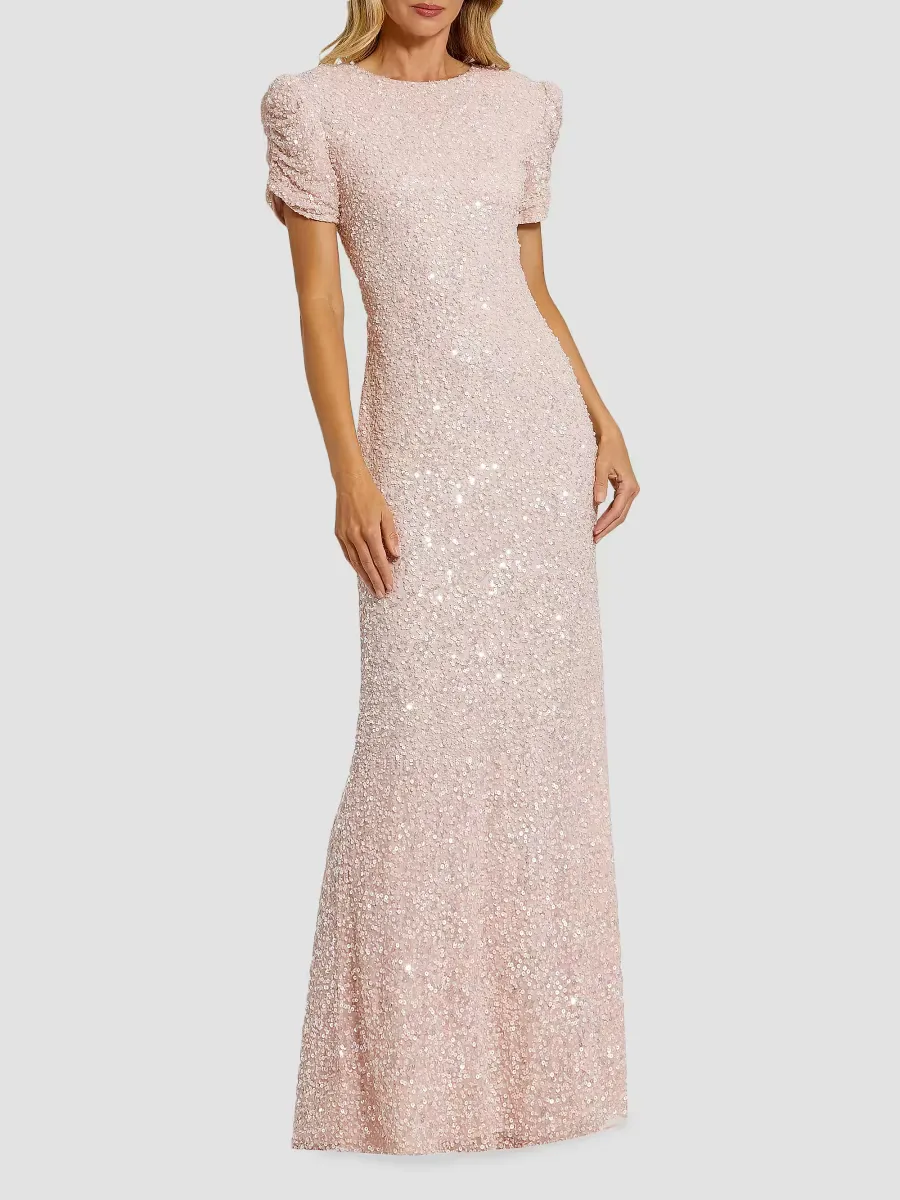 Mac Duggal Beaded Short-Sleeve Gown by M.A.C.