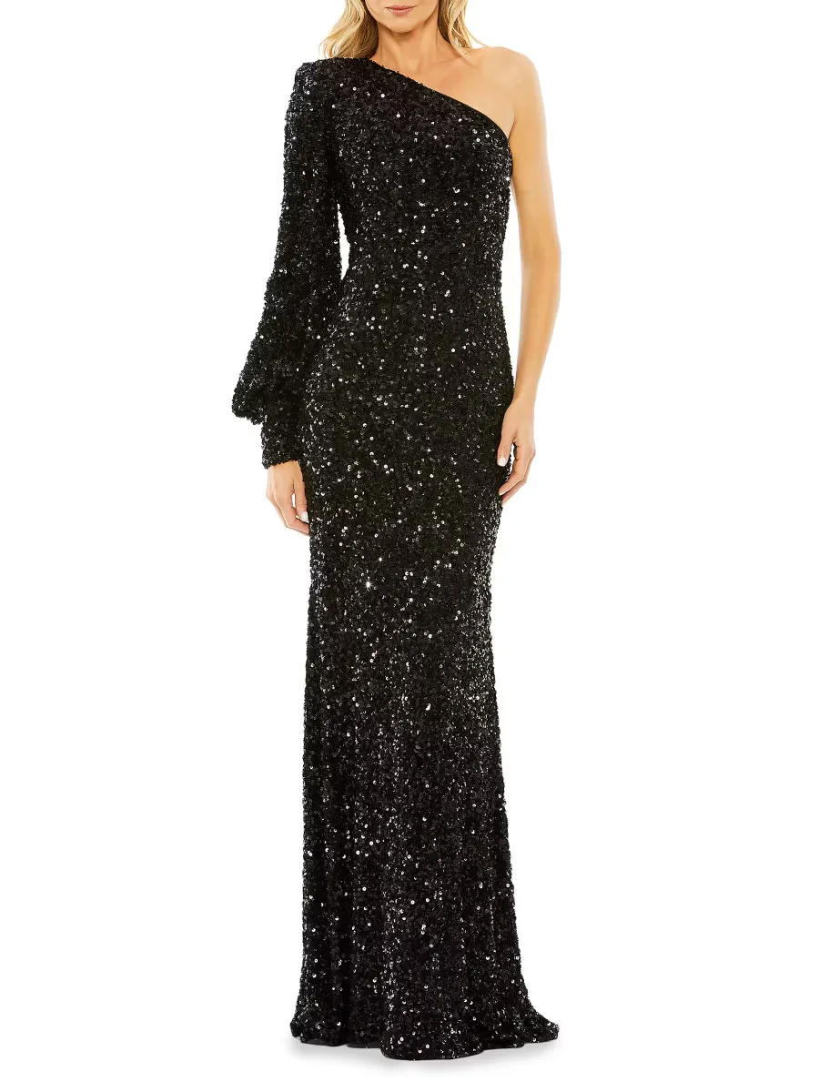 Mac Duggal Metallic One-Shoulder Gown