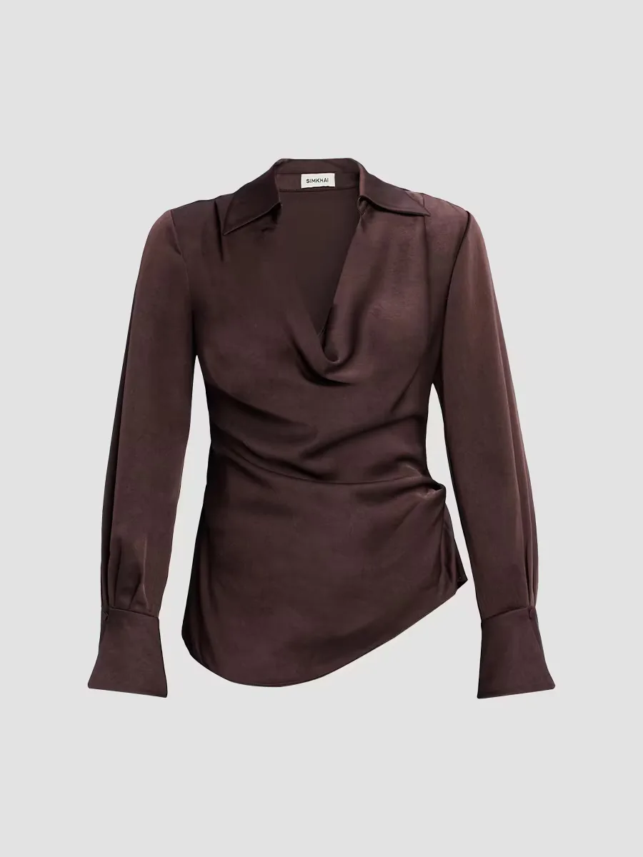 Symone Long-Sleeve Cowl Neck Top by SIMKHAI