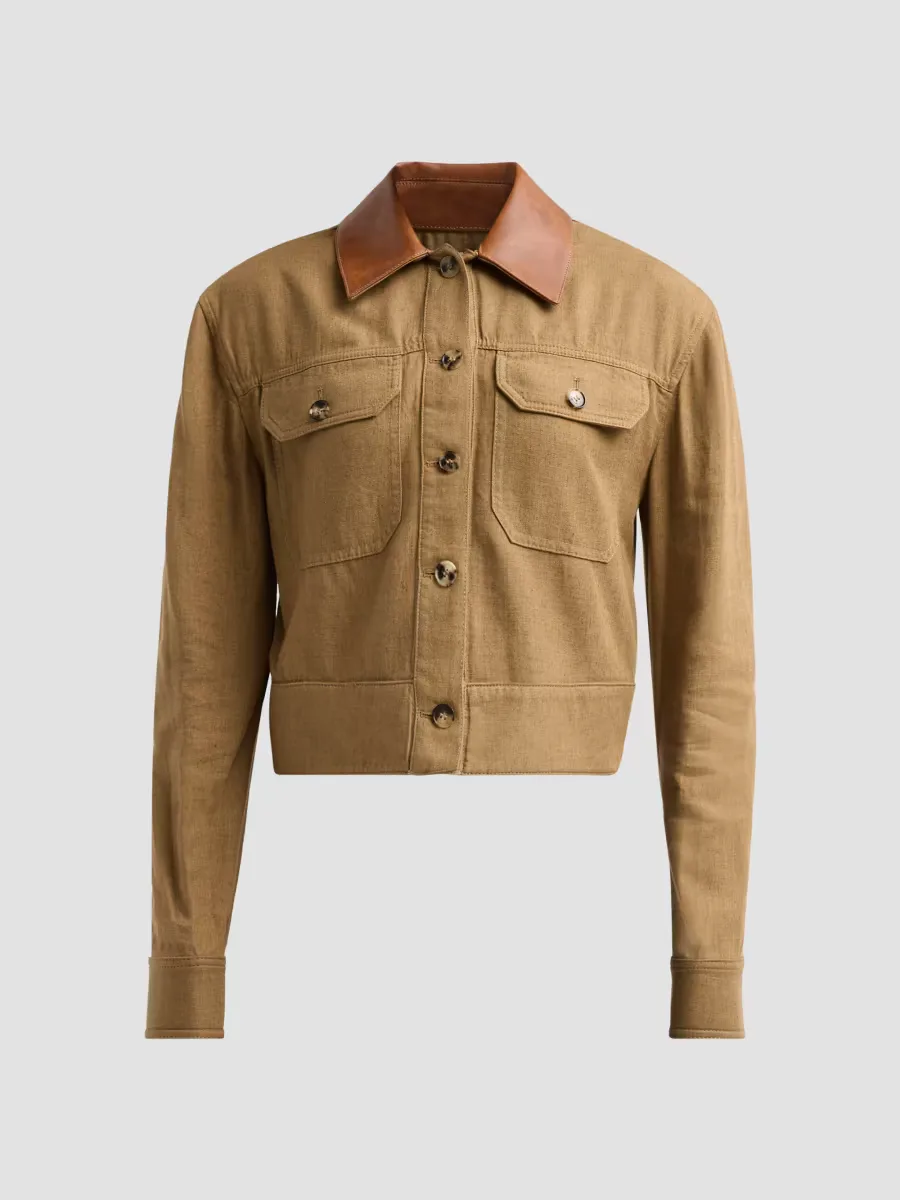 Derby Linen Cropped Utility Jacket by SIMKHAI