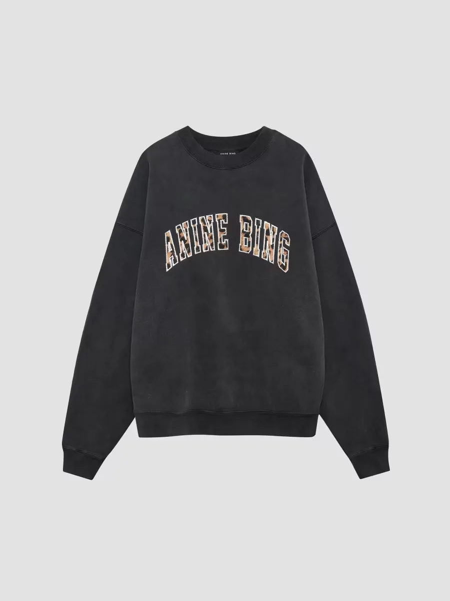 Miles Leopard-Printed Logo Cotton Sweatshirt by ANINE BING