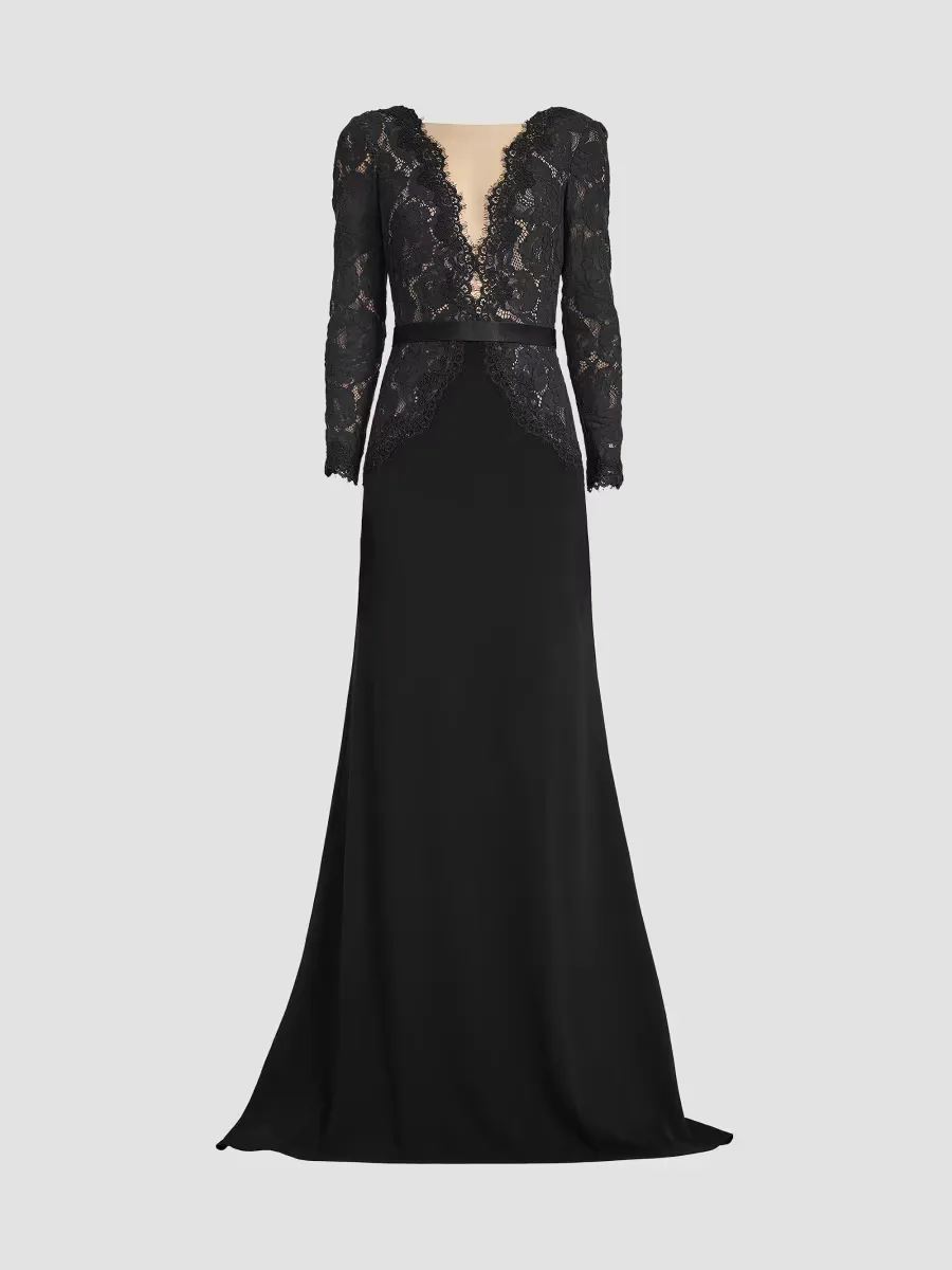 Corwin Embroidered Illusion Gown by Tadashi