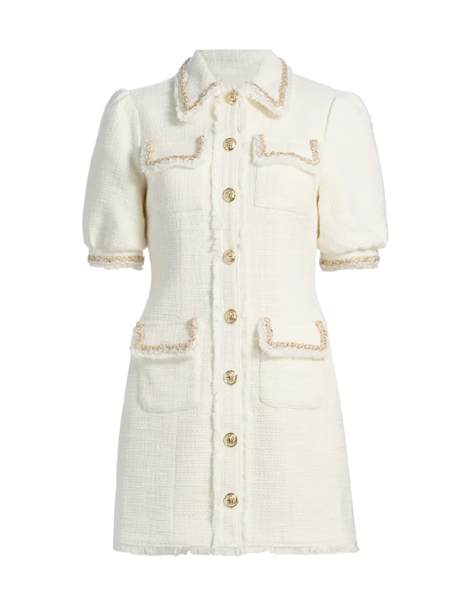 Nyx Encrusted Braid-Trimmed Tweed Minidress