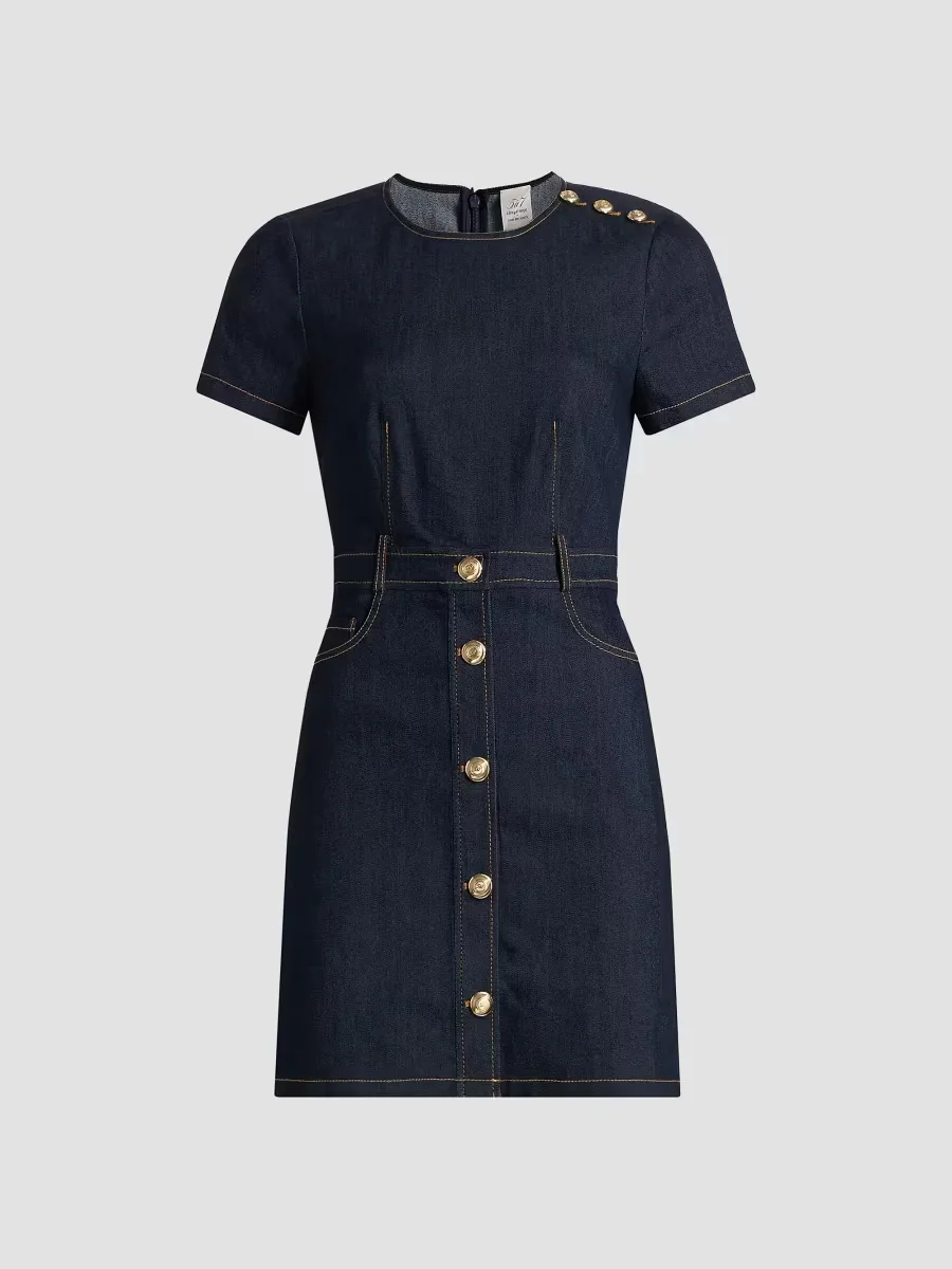 Niya Stretch-Denim Minidress by Cinq  Sept