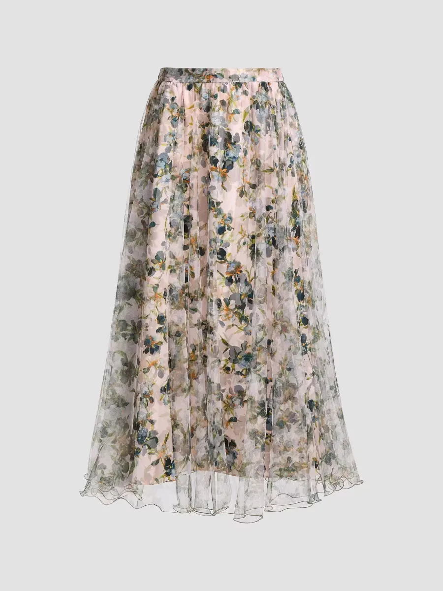 Sofia Trailing Iris Maxi Skirt by Cinq  Sept