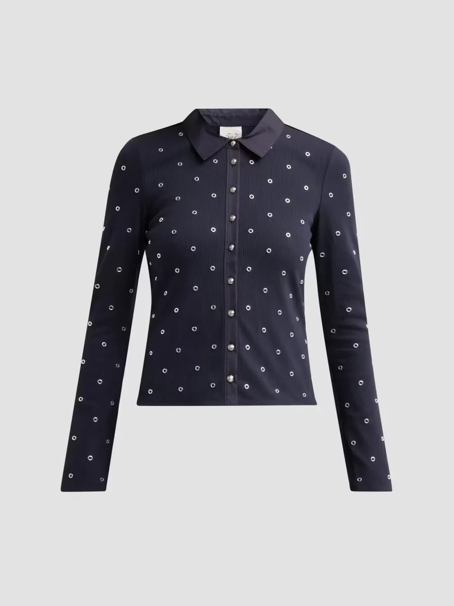 Jensyn Grommet Knit Shirt by Cinq  Sept