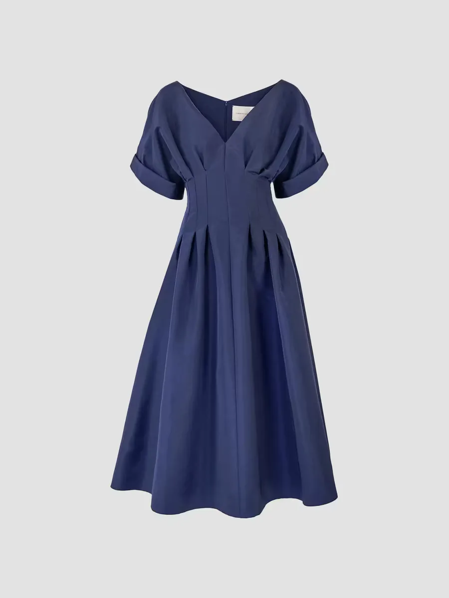 Corset Silk V-Neck Cocktail Dress