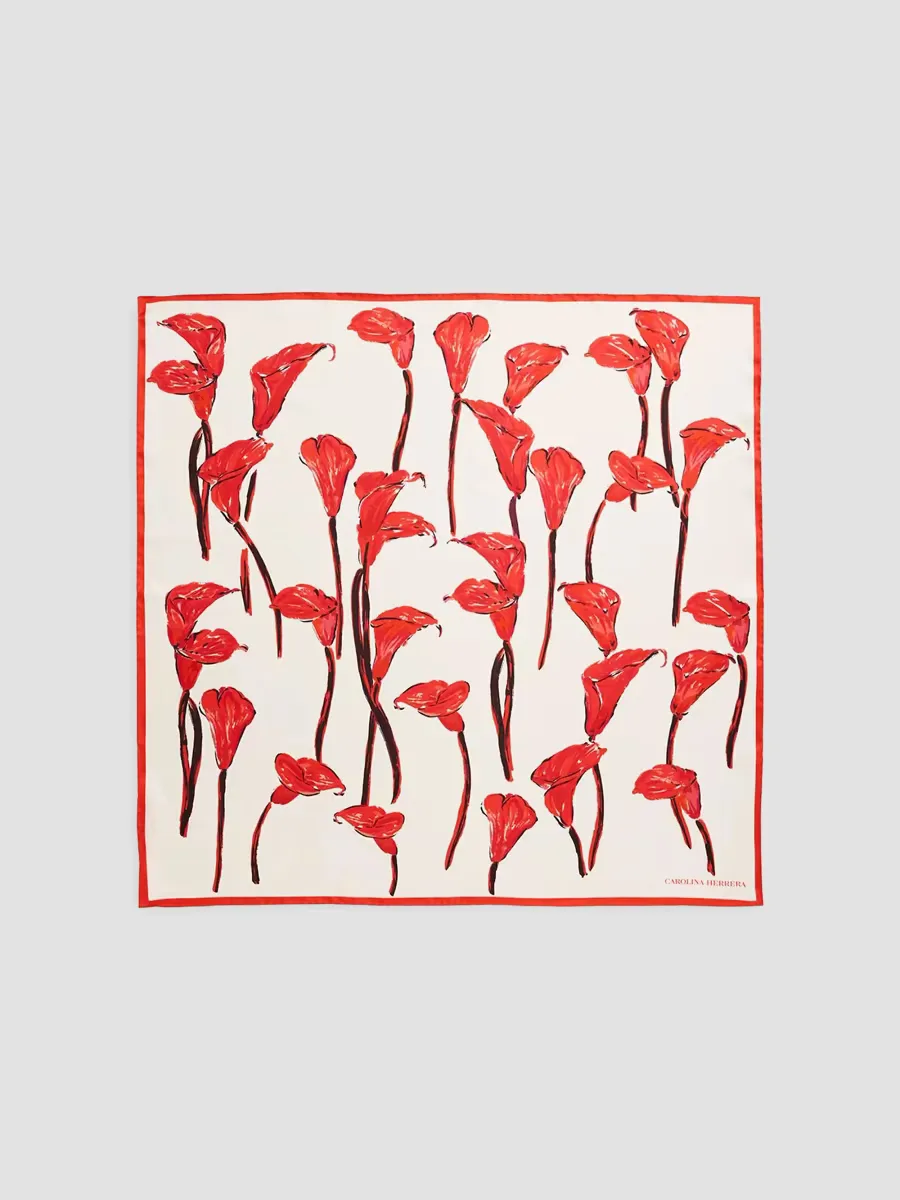 Calla Lilly Silk Twill Scarf by Carolina Herrera