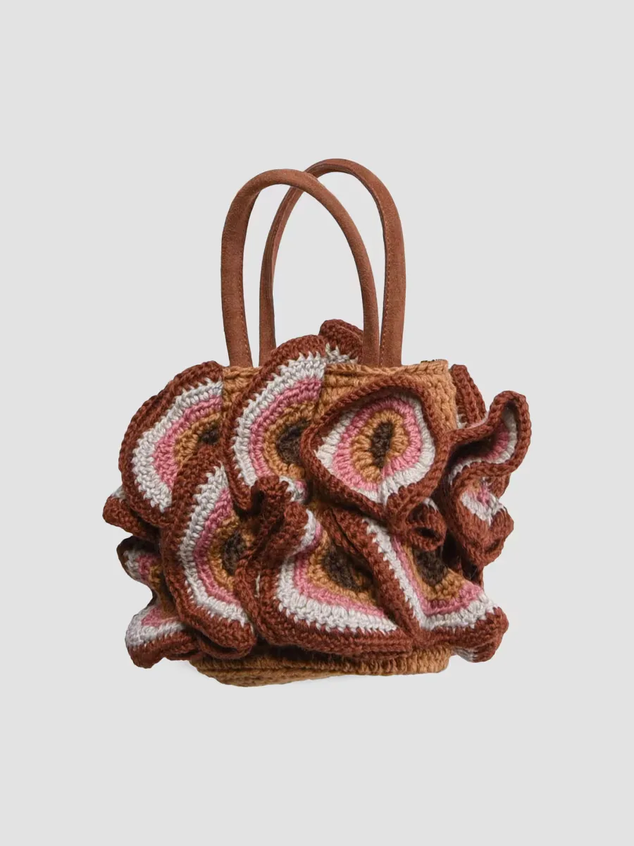 Floral-Crochet Wool Top Handle Bag by FARM Rio