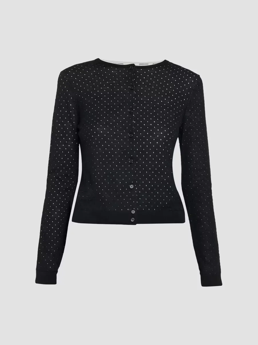Dot Motif Crewneck Cardigan by Vince
