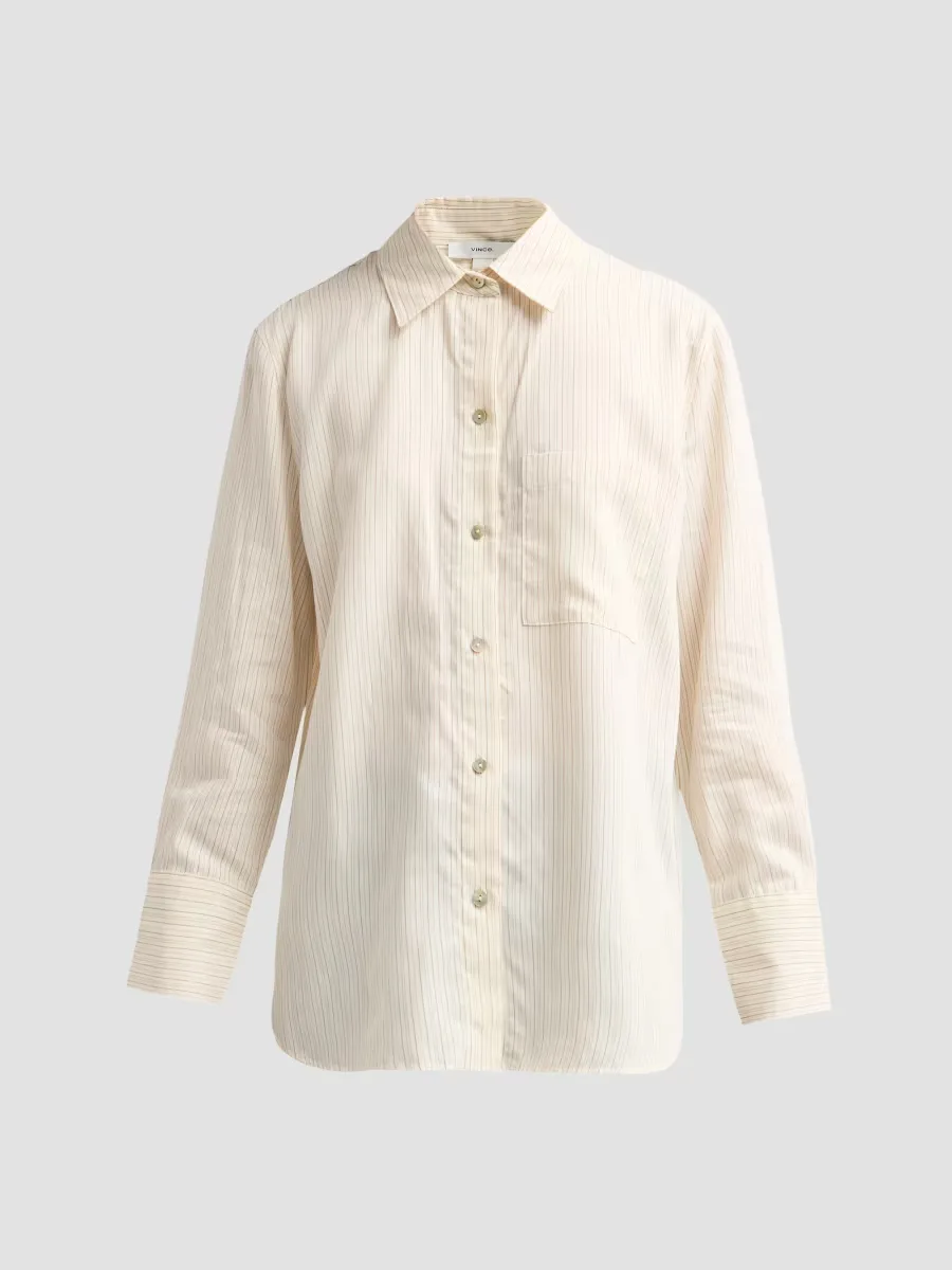 Stripe Button-Front Shirt by Vince