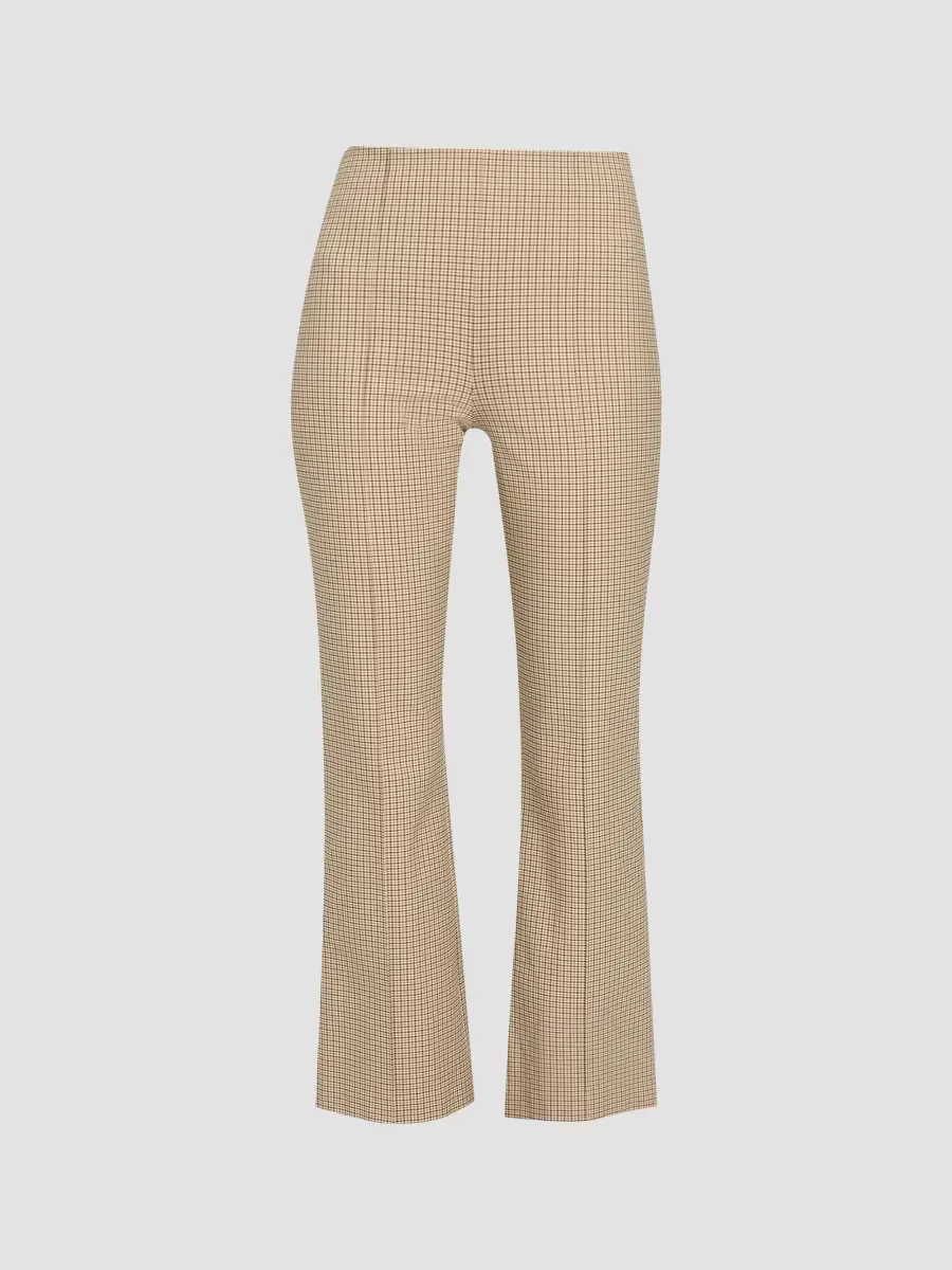 Niki Mid-Rise Plaid Crop Flare Pants