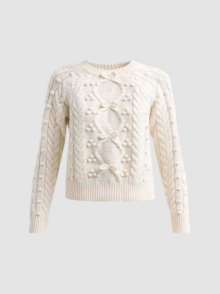 Mavelle Bow-Embellished Wool-Blend Sweater by LoveShackFancy