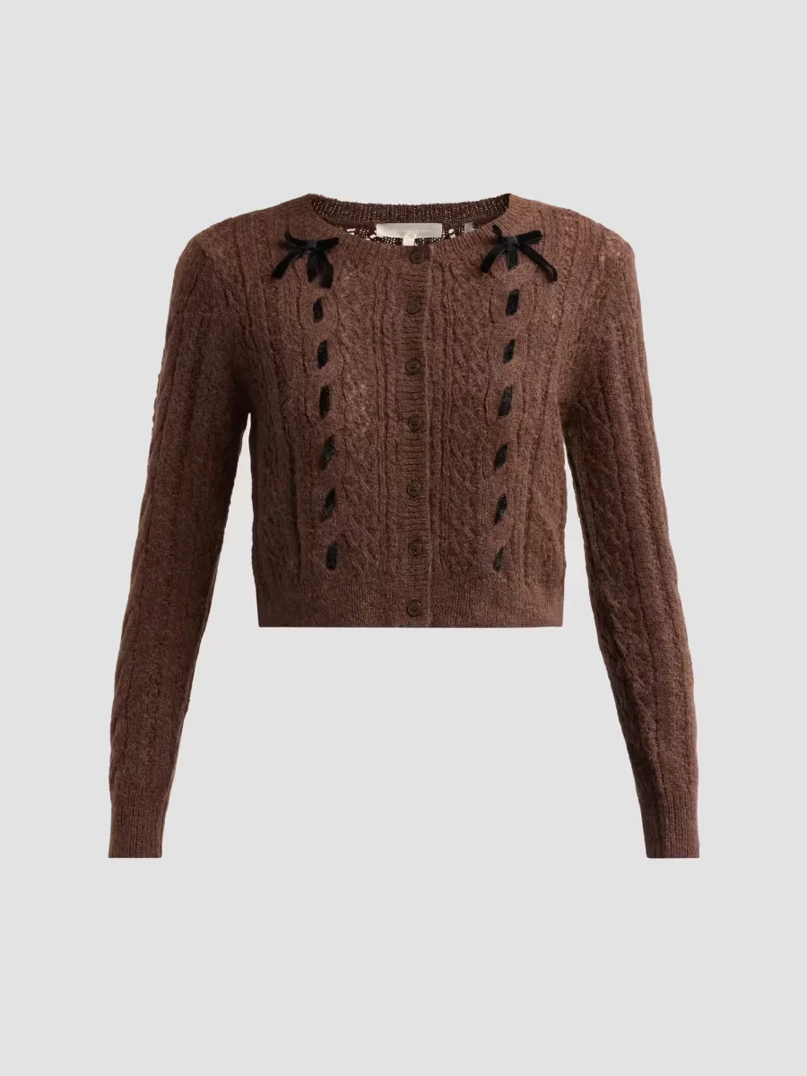 Dione Cable-Knit Cardigan by LoveShackFancy