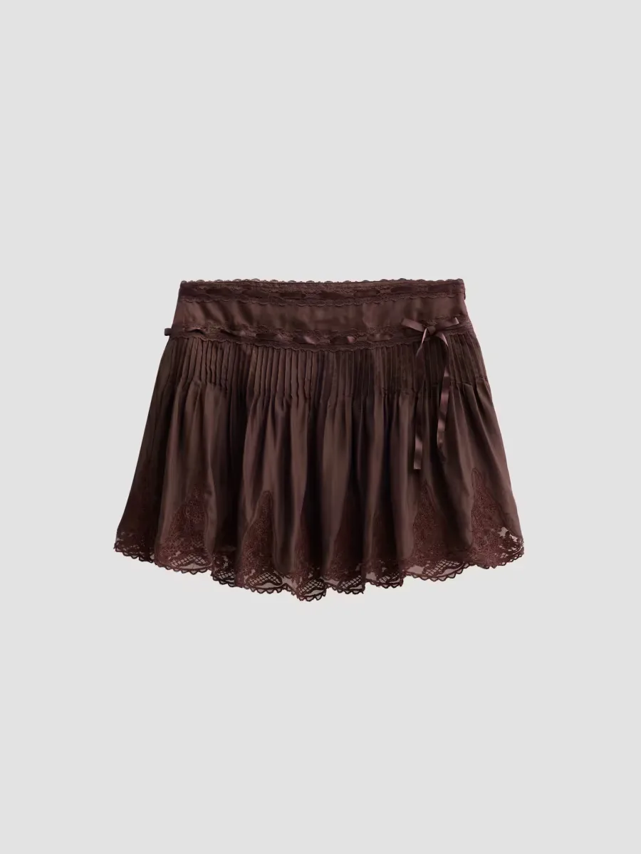 Marais Lace-Trim Silk Mini Skirt