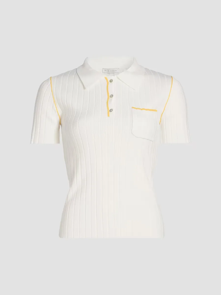 The Stevie Rib-Knit Polo Shirt by Elie Tahari