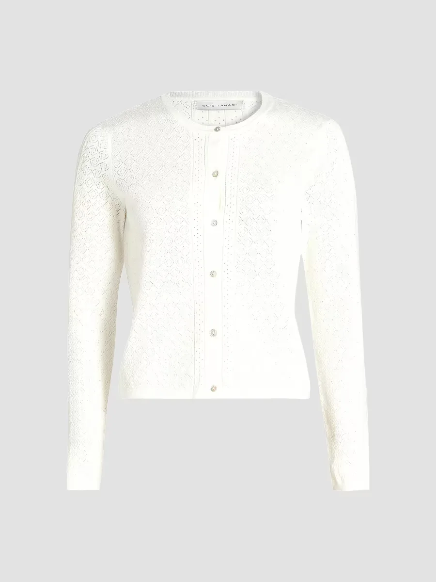 The Steele Pointelle Cardigan by Elie Tahari
