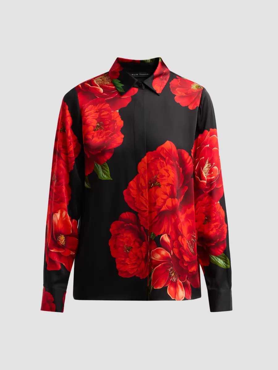 The Shae Printed Silk Blouse by Elie Tahari