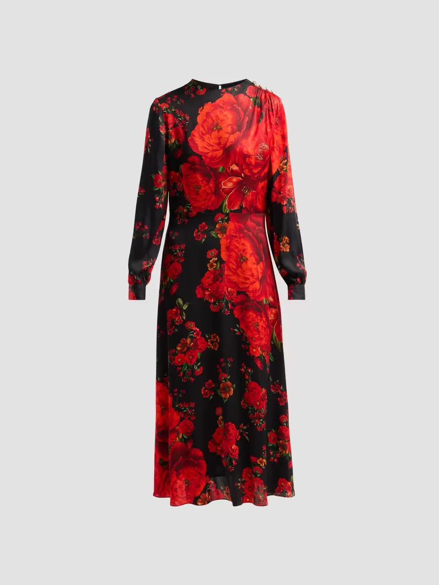 The Valerie Printed Silk Midi Dress