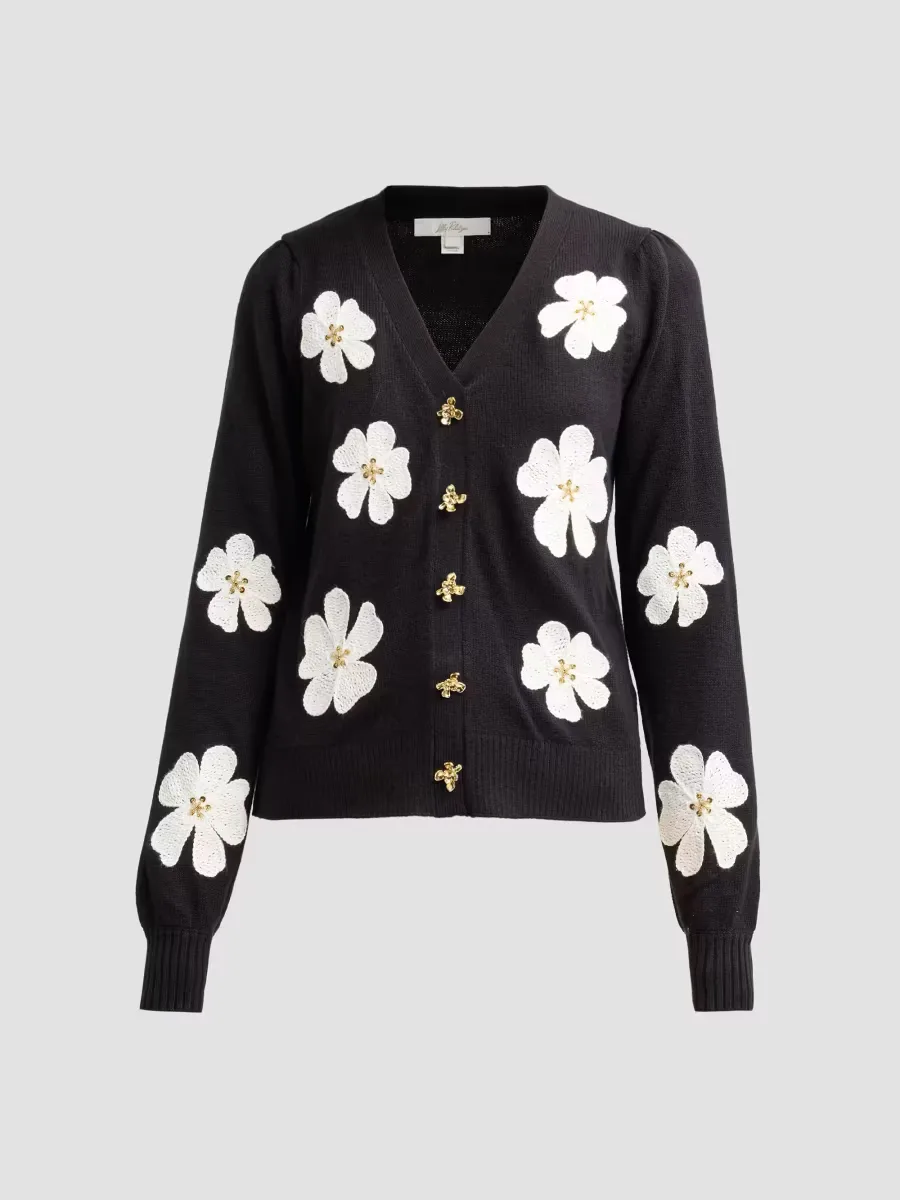 Millard Big Lilly Flower Embroidery Cardigan by Lilly Pulitzer