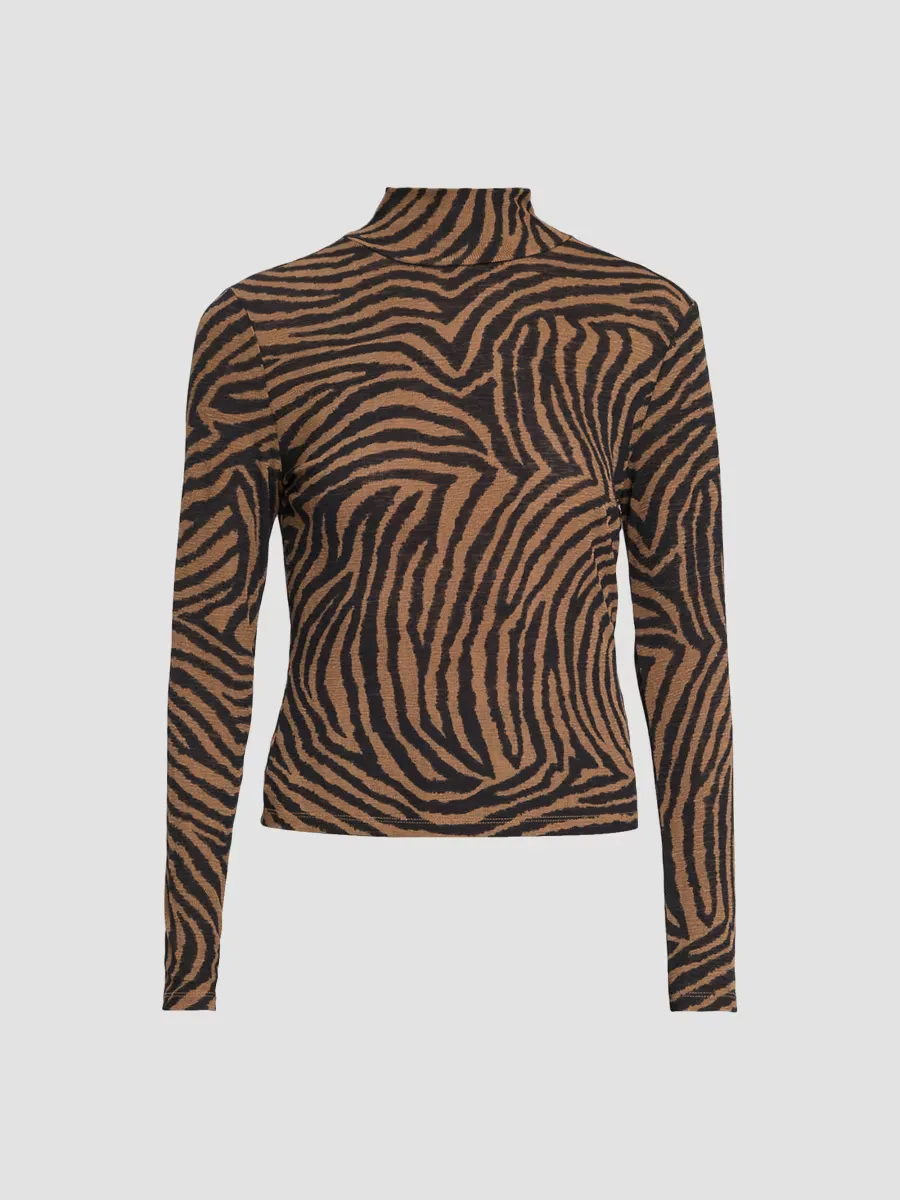 Wyeth Zebra-Print Turtleneck Top by Veronica Beard