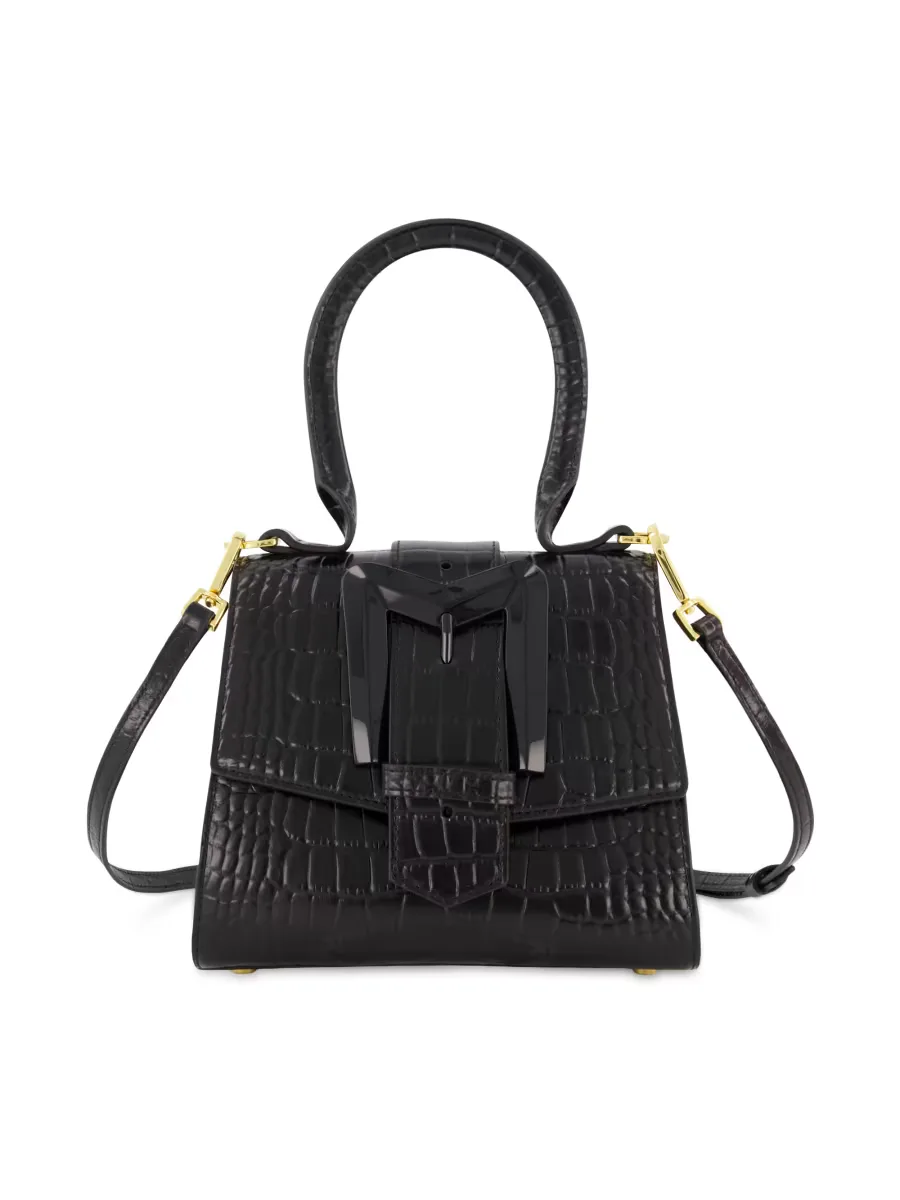 Mini Crocodile-Embossed Leather Top Handle Bag by M.A.C.
