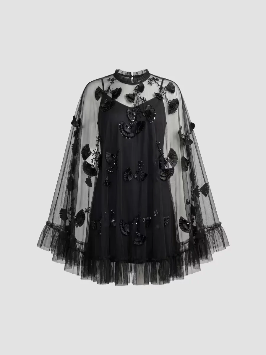 Mac Embellished Mesh A-Line Minidress by M.A.C.