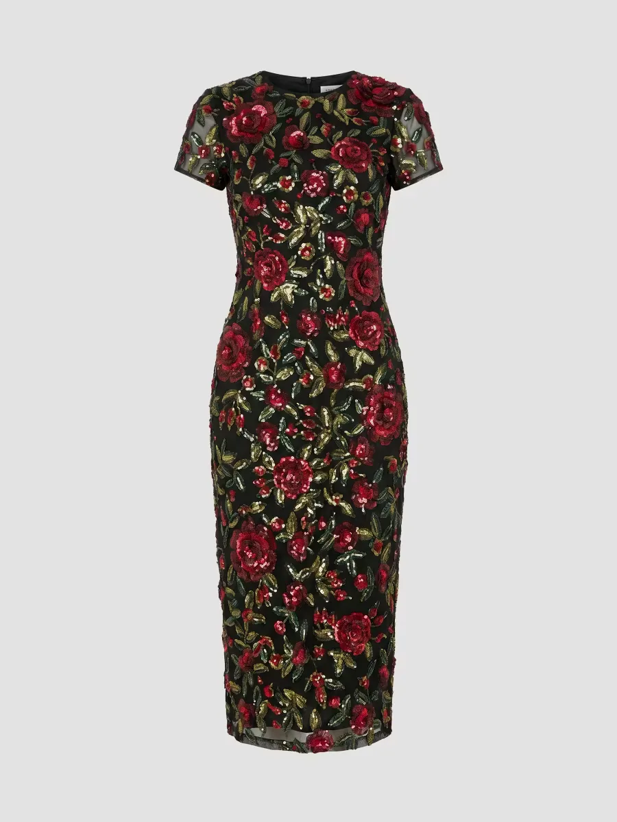 Sequined Floral Mesh Gown by M.A.C.