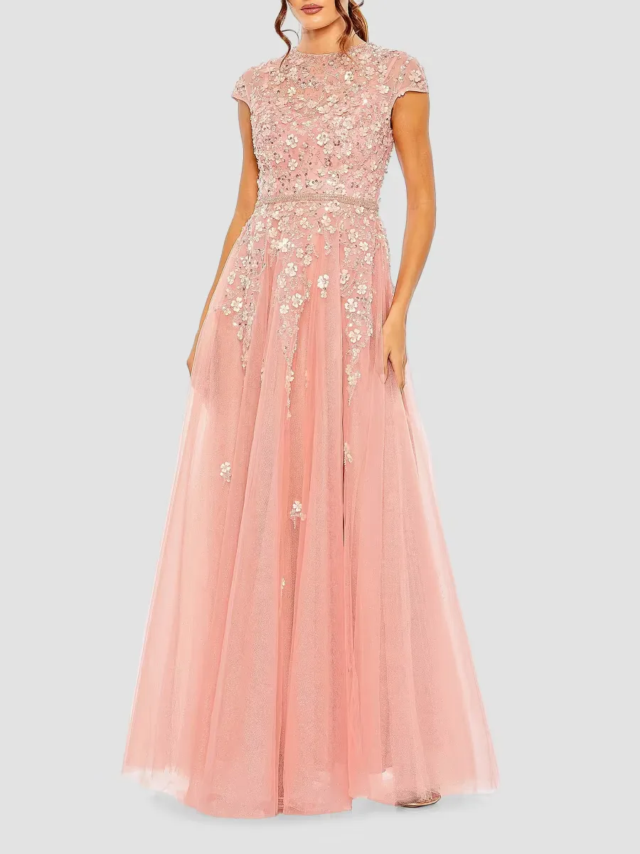 Embellished Tulle A-Line Gown by M.A.C.