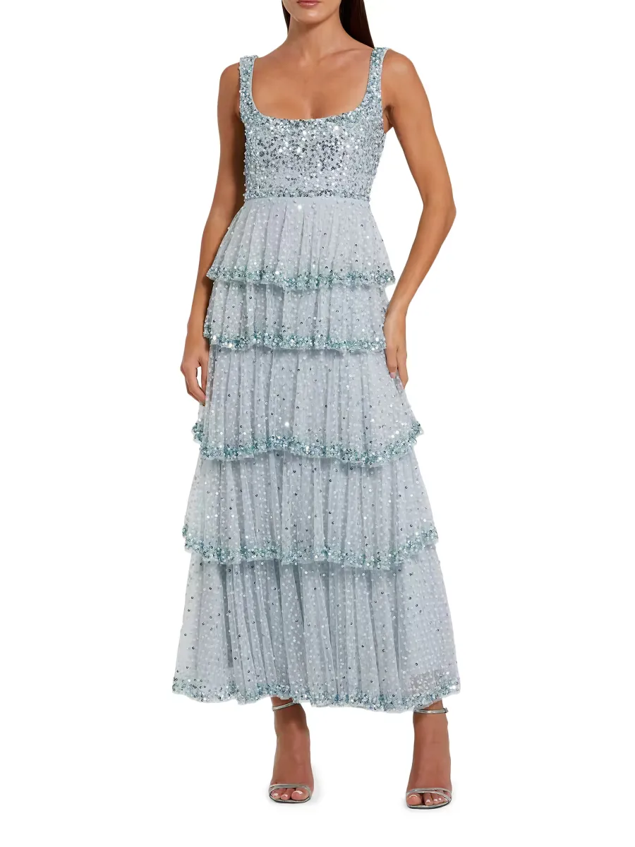 Evening Sequined Tiered Gown by M.A.C.