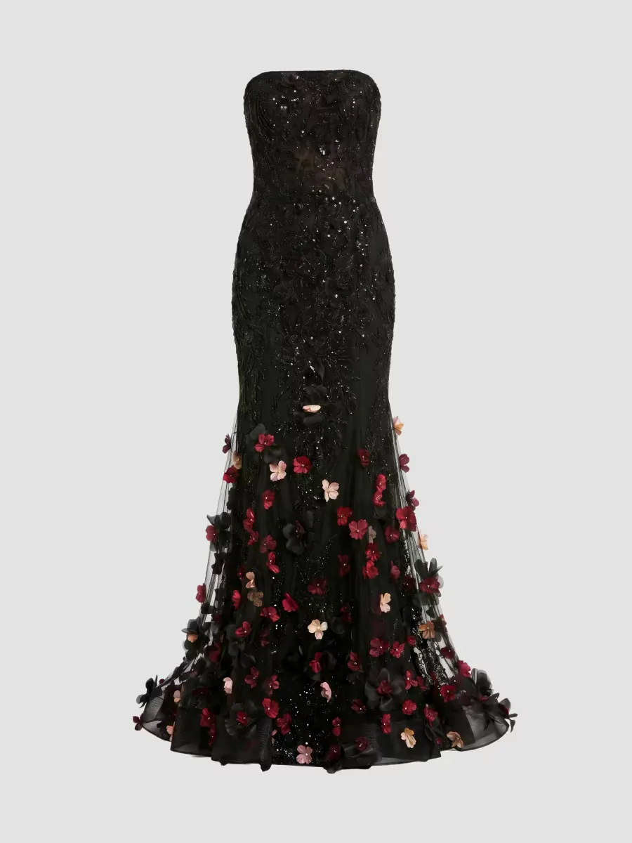 Embellished Strapless Mermaid Gown
