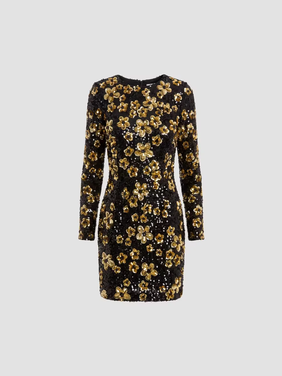 Mac Duggal Floral Sequined Sheath Mini Dress by M.A.C.