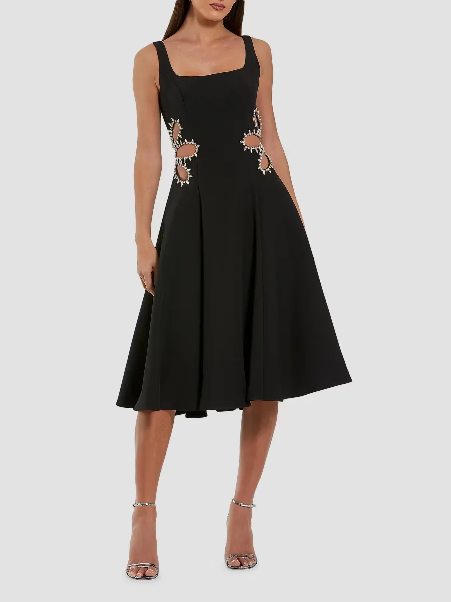 Mac Duggal Crystal-Embellished Cut-Out Crepe Cocktail Dress by M.A.C.