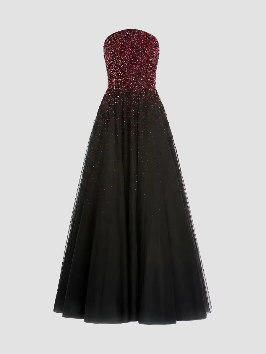 Mac Duggal Embellished Tulle Strapless Ball Gown by M.A.C.