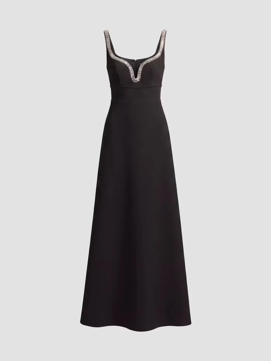 Mac Duggal Crepe Rhinestone-Trim Sleeveless Gown by M.A.C.