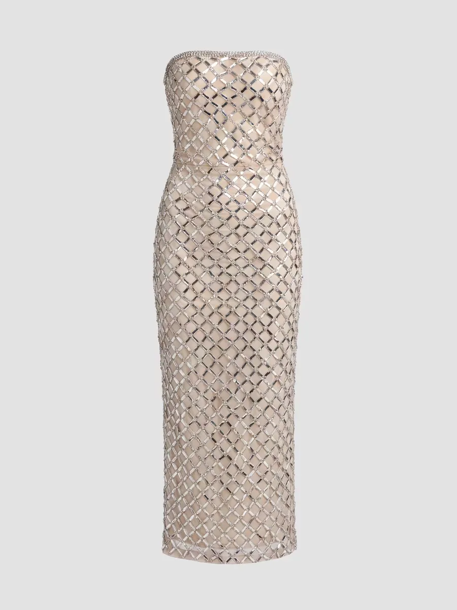 Mac Duggal Sequin Lattice Strapless Gown by M.A.C.