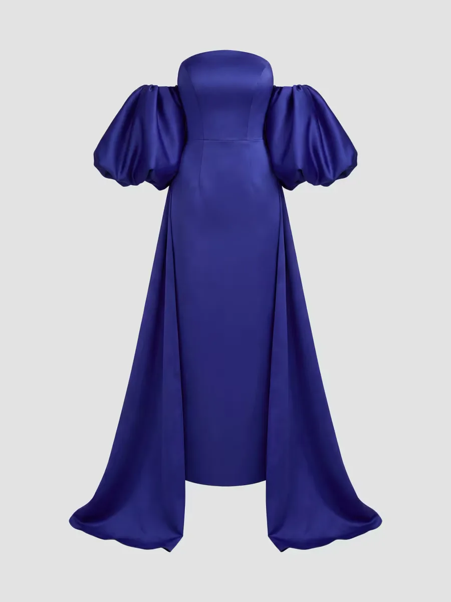 Mac Duggal Satin Strapless Cape Gown by M.A.C.