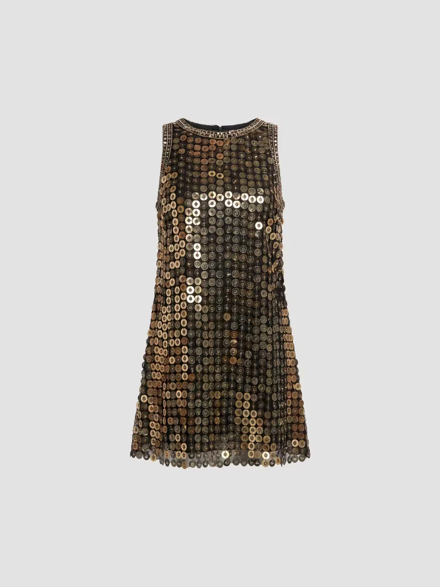 Mac Duggal Beaded Georgette Sleeveless A-Line Mini Dress by M.A.C.