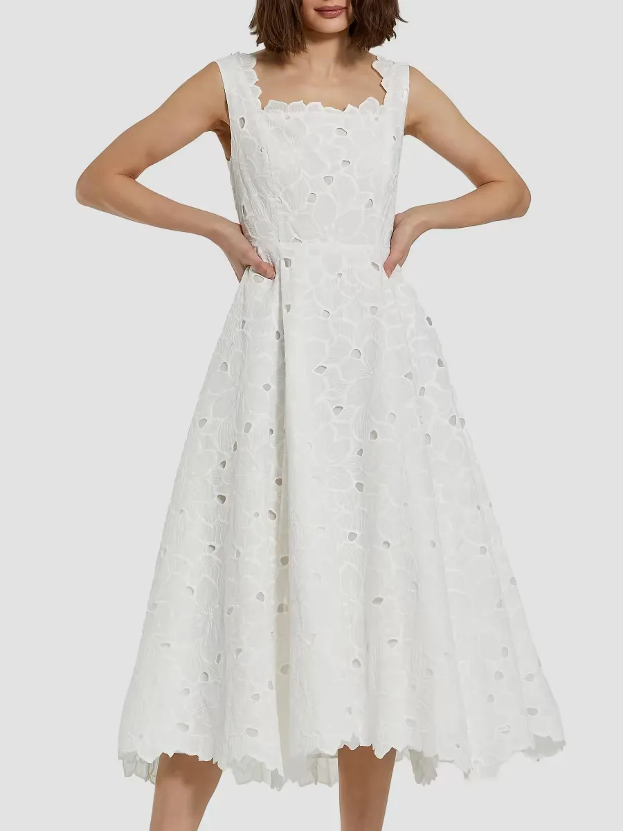 Mac Duggal Embroidered Floral Midi-Dress by M.A.C.