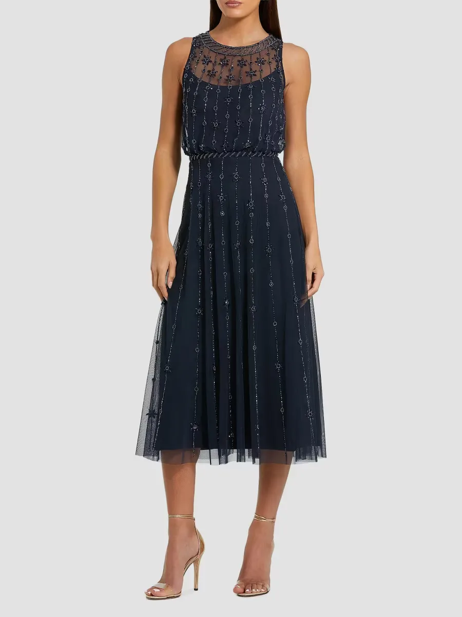 Mac Duggal Crystal-Embellished Tulle Midi-Dress by M.A.C.