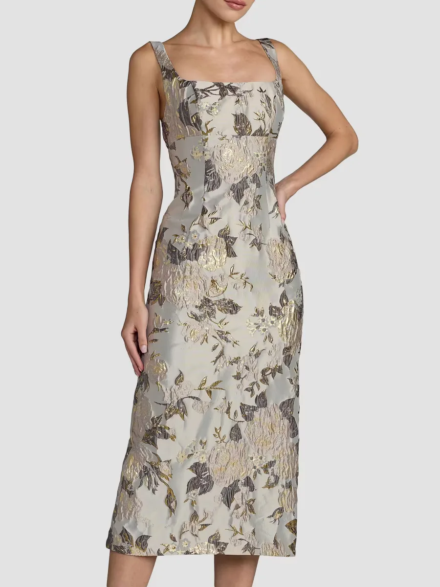 Mac Duggal Floral Brocade Sheath Cocktail Dress
