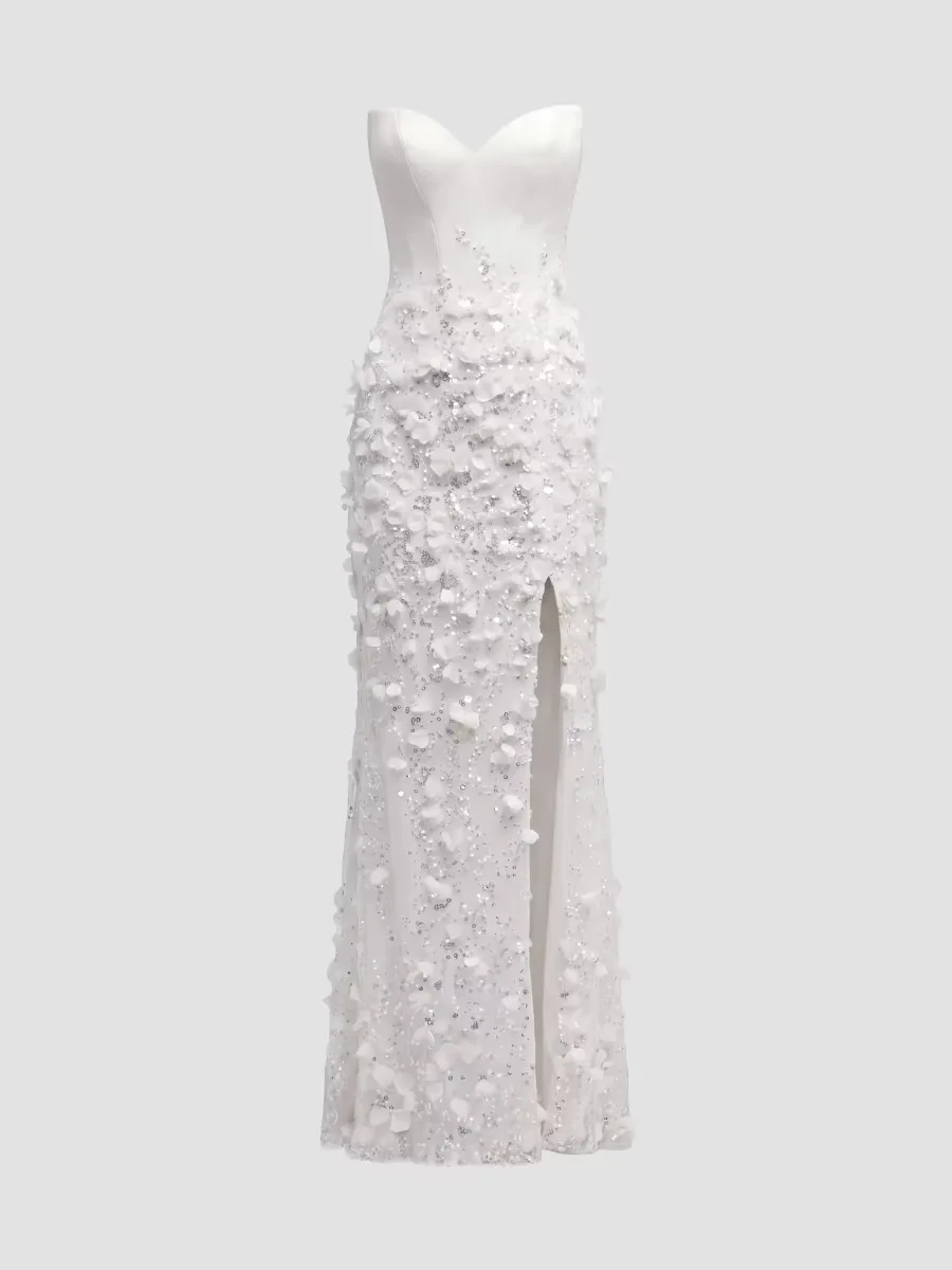 Mac Duggal Embellished Satin Strapless Gown by M.A.C.