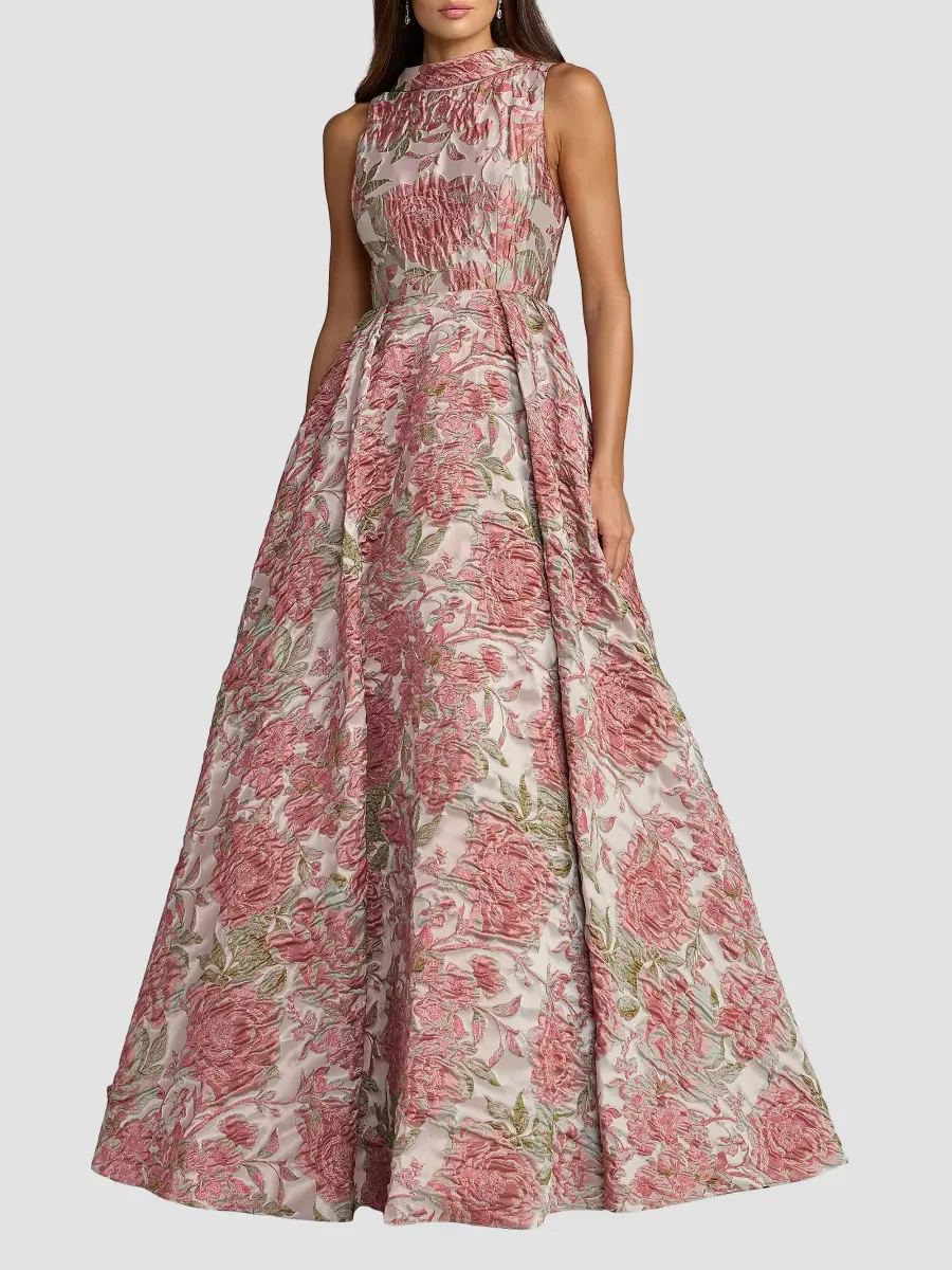 Mac Duggal Floral Brocade Gown