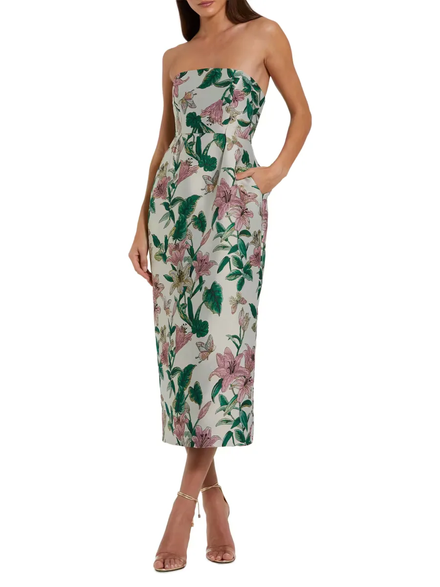 Mac Duggal Floral Brocade Strapless Cocktail Dress by M.A.C.