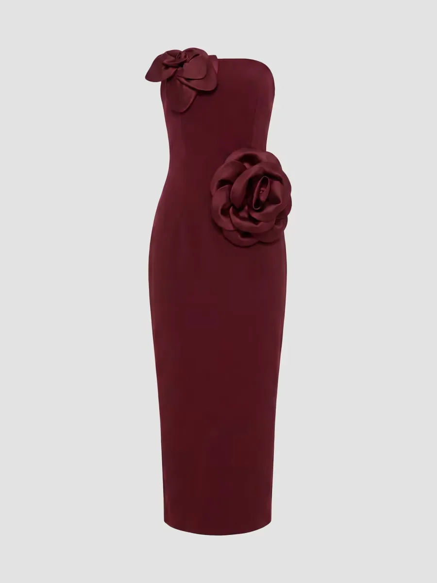 Mac Duggal Floral Crepe Strapless Maxi Dress by M.A.C.